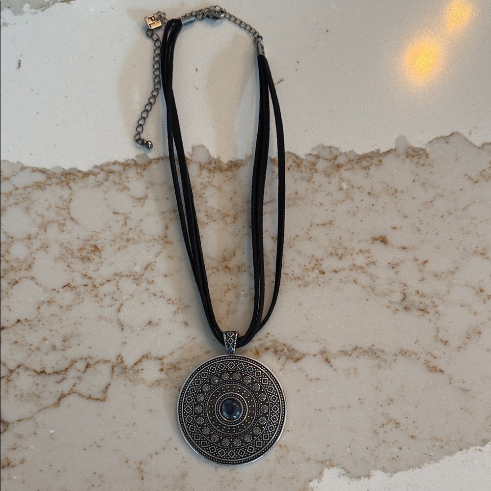 Black and Silver Pendant Necklace